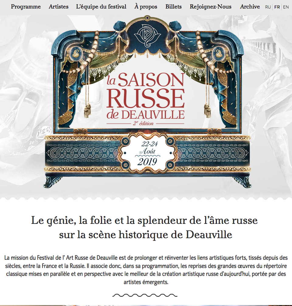 Page Internet. Deauville. Festival de l|Art Russe de Deauville. 2019-08-19